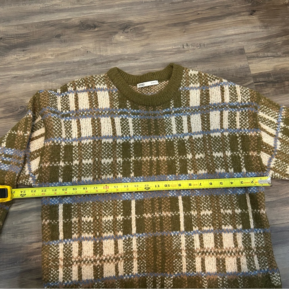 Olive and Blue Plaid Crewneck Sweater - Picture 5 of 5